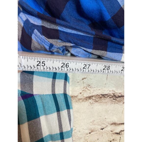 Talbots Top Womens 3X Cobalt Blue Plaid Button Up Lightweight Plus Long Sleeve - Picture 11 of 16